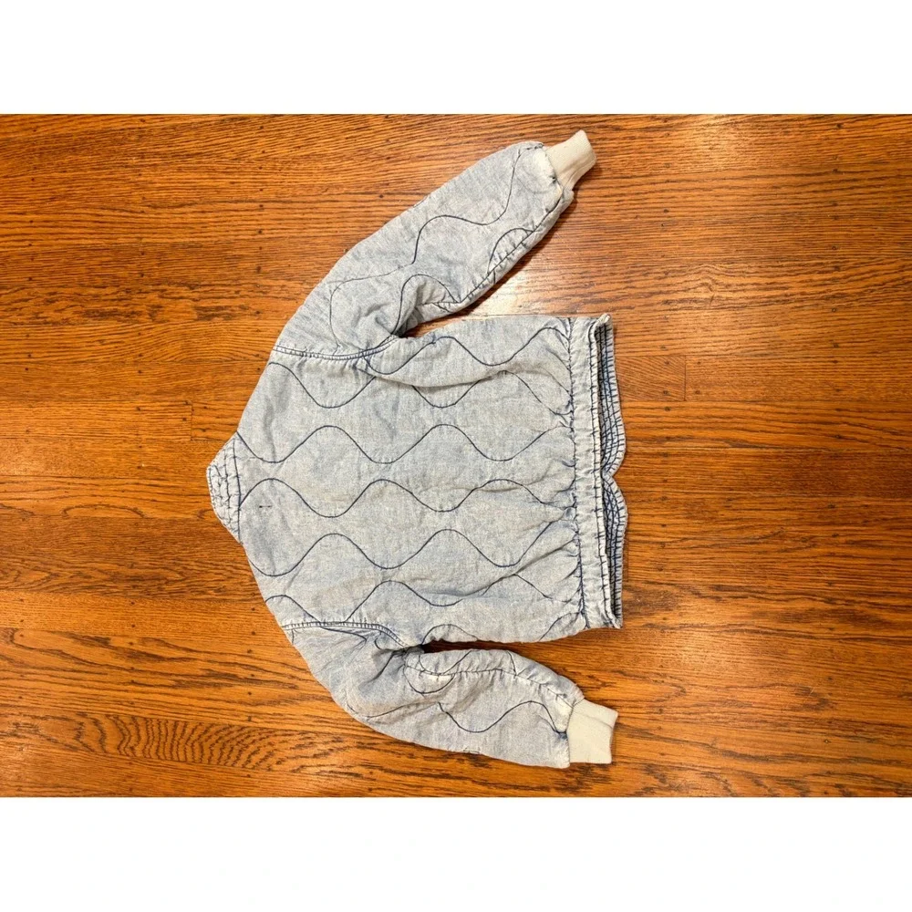 BlankNYC Kids Quilted Denim Jacket Light Wash Acid Snap Front Blue Small